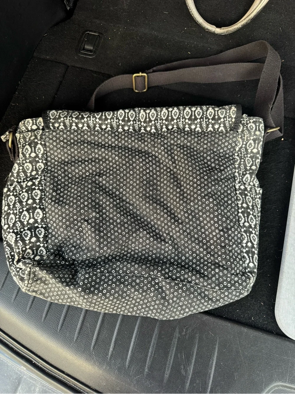 Roxy Black & White Patterned Messenger Bag